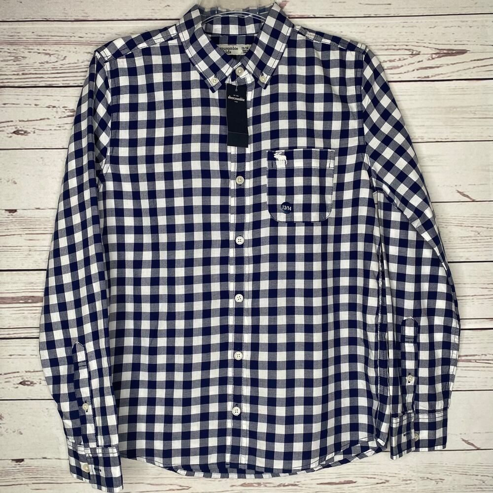 Abercrombie Kids Long sleed button-up shirt Plaid Size 13/14 NWT